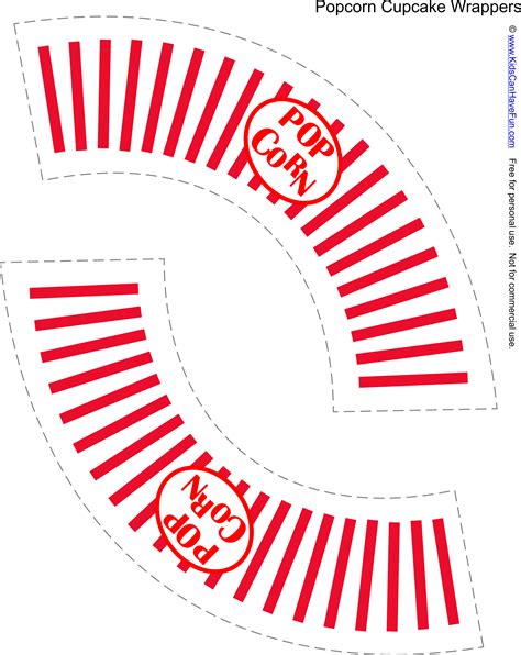 Popcorn Cupcake Wrappers Printable Free